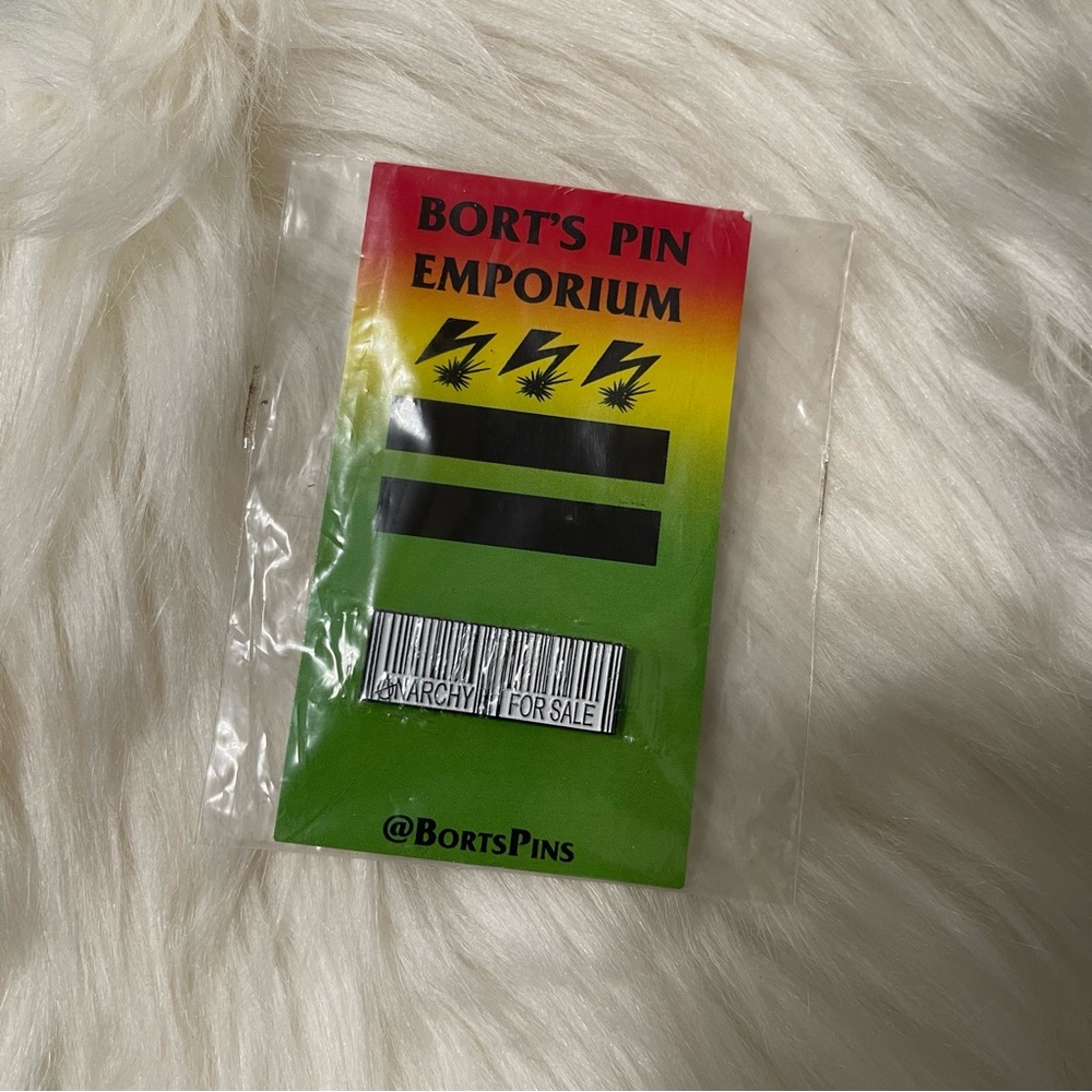 ✨NIB Borts Pin Emporium Anarchy For Sale Barcode Punk Pin
